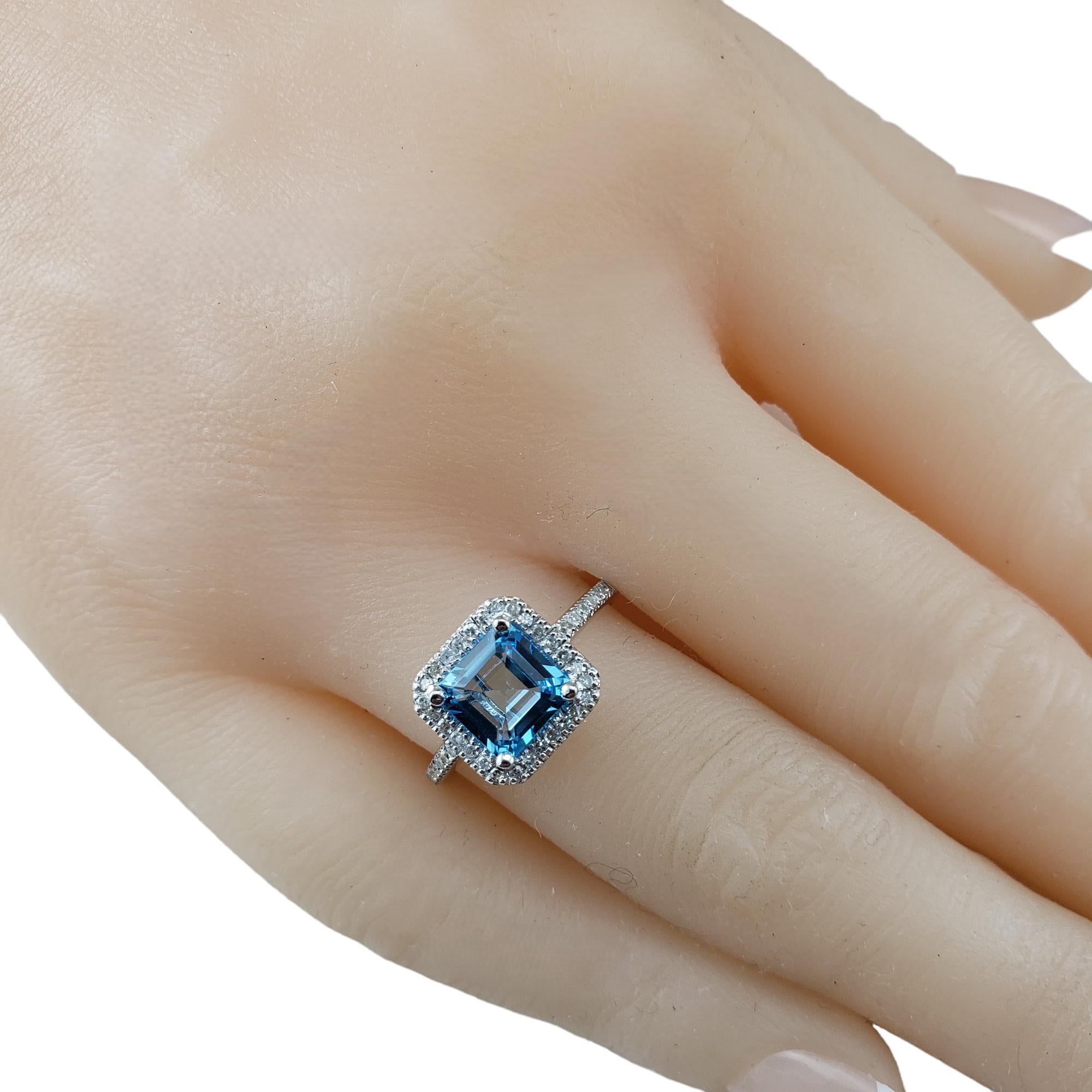 14 Karat White Gold Blue Topaz and Diamond Halo Ring Size 7 #17867 3
