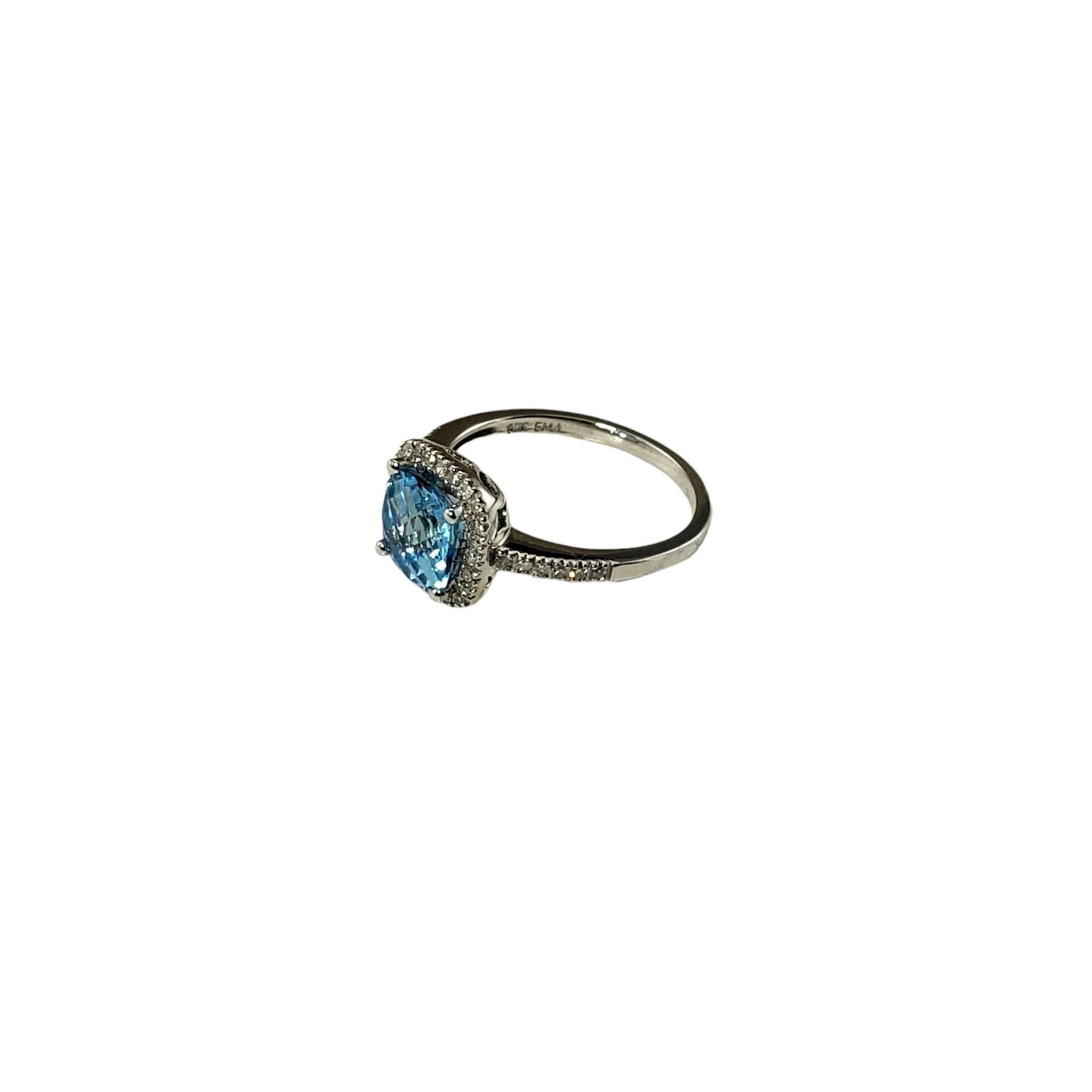 14 Karat White Gold Blue Topaz and Diamond Ring Size 6.25 #15638 In Good Condition For Sale In Washington Depot, CT