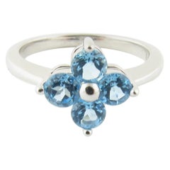 14 Karat White Gold Blue Topaz Ring