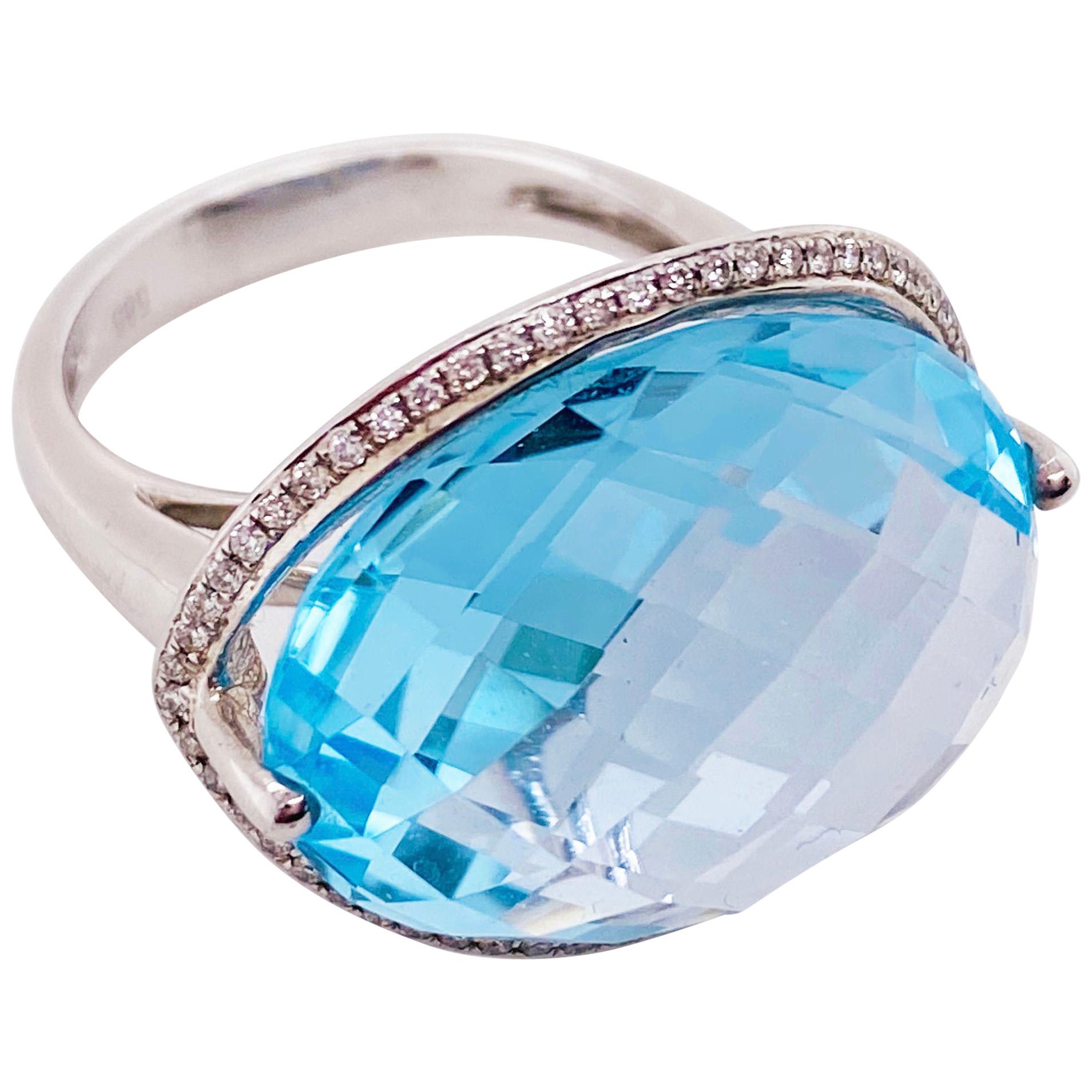 14 Karat White Gold Blue Topaz Ring