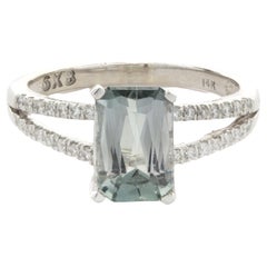 14 Karat White Gold Blue Tourmaline and Diamond Ring