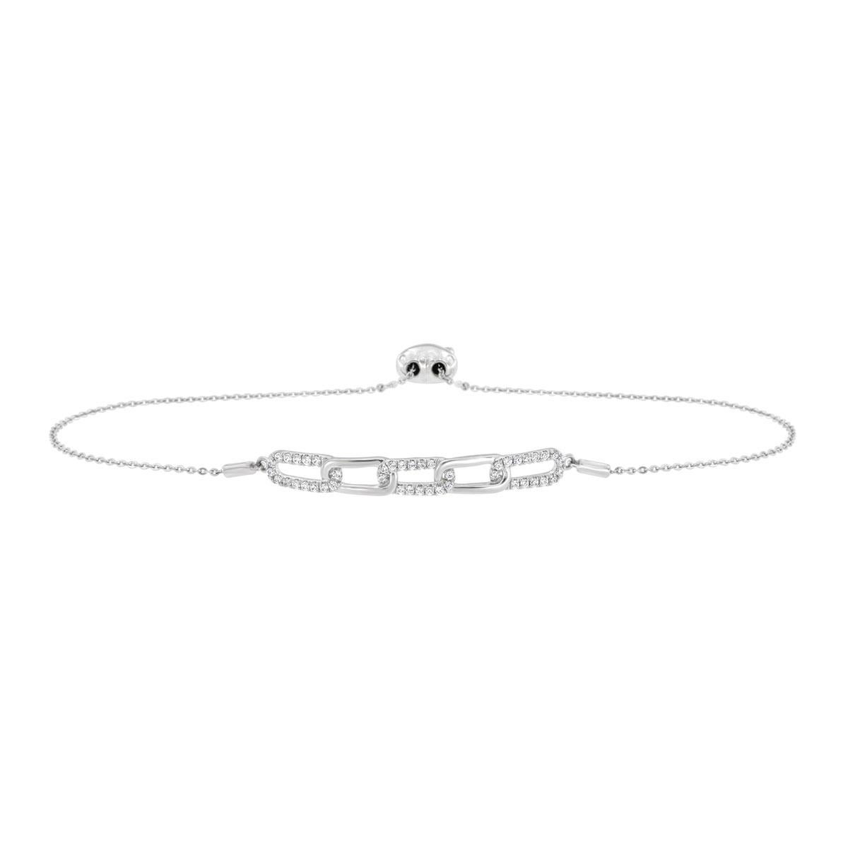 14 Karat White Gold Bolo Diamond Bracelet '1/3 Carat' In New Condition For Sale In San Francisco, CA