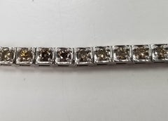 Bracelet "Tennis Box" en or blanc 14 carats et diamants bruns