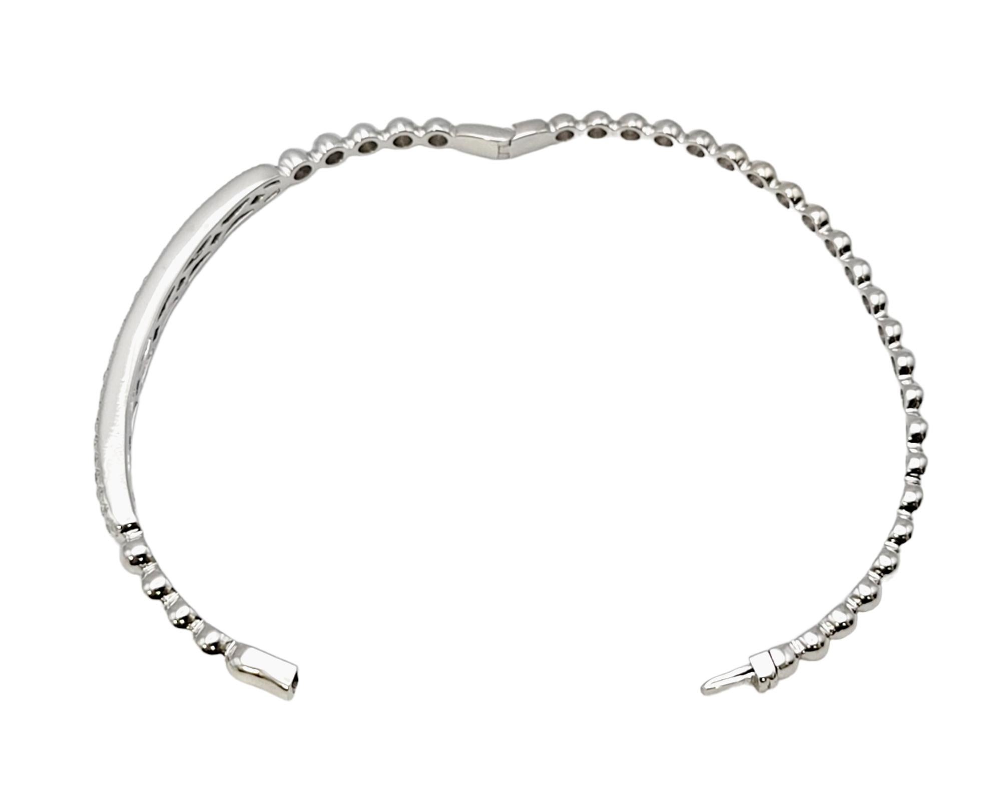 De las mujeres Pulsera brazalete apilable estrecha en oro blanco de 14 quilates con diamantes en venta