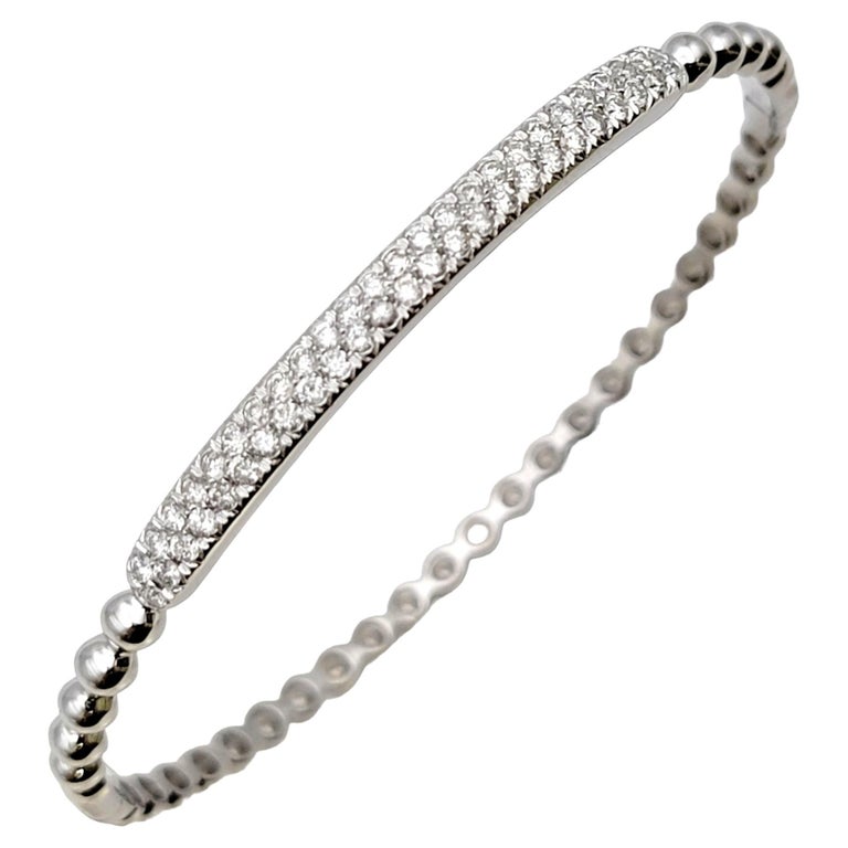 14 Karat White Gold Bubble Style Narrow Stacking Bangle Bracelet with