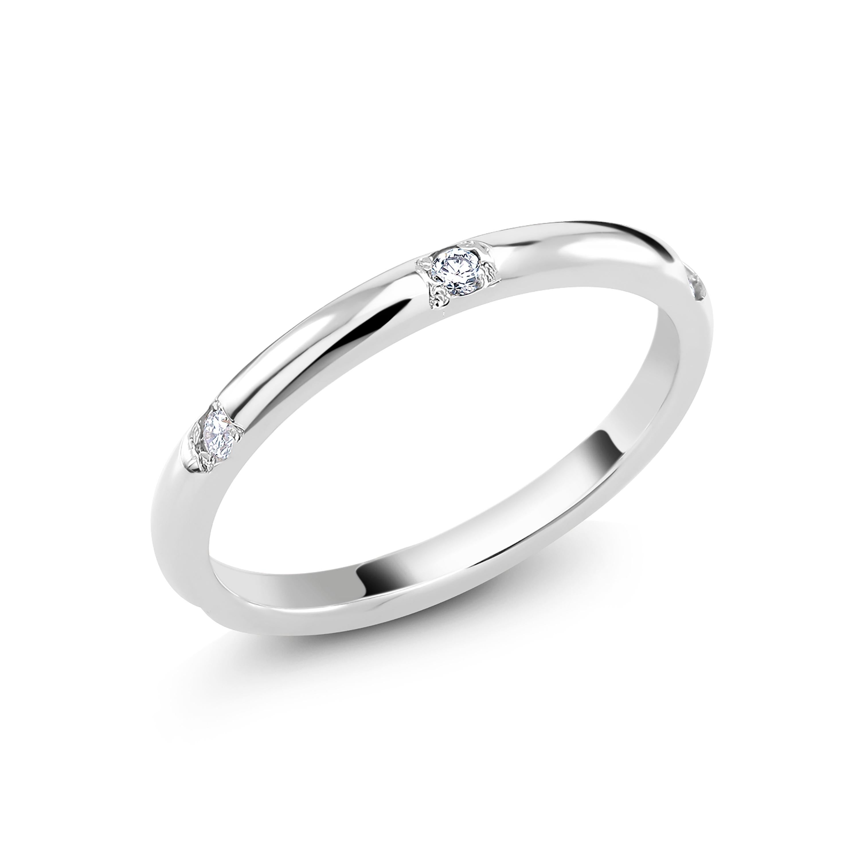 Women's 14 Karat White Gold Burnish Set Diamond Eternity Ring