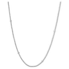 14 Karat White Gold Buttercup Set Diamond Opera Length Necklace