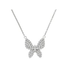 14 Karat Weißgold Schmetterling Große Diamant-Halskette '1/2 Karat'