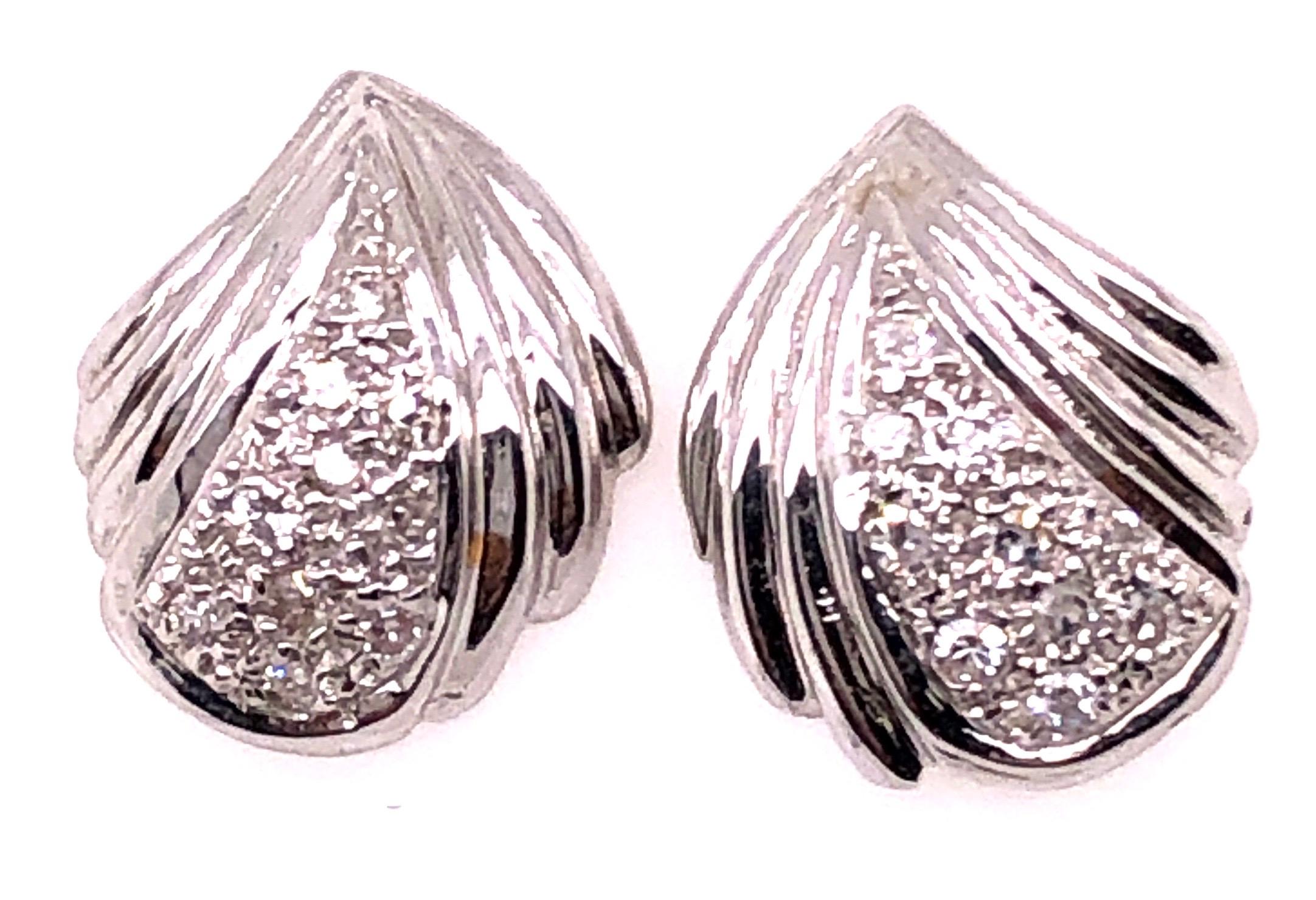 Women's or Men's 14 Karat White Gold Button Earrings with Pave Diamonds 0.50 TDW For Sale