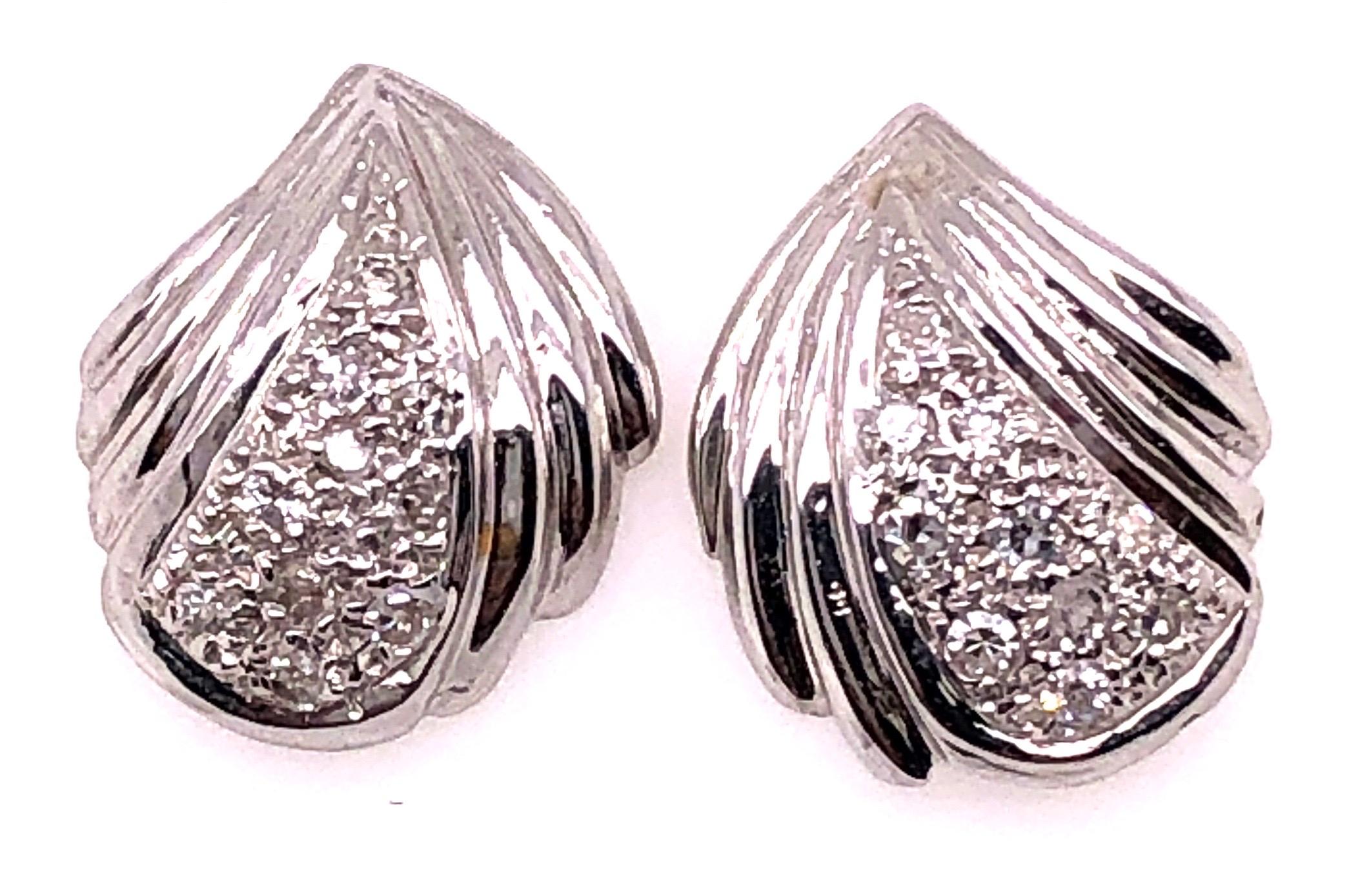 14 Karat White Gold Button Earrings with Pave Diamonds 0.50 TDW For Sale 1