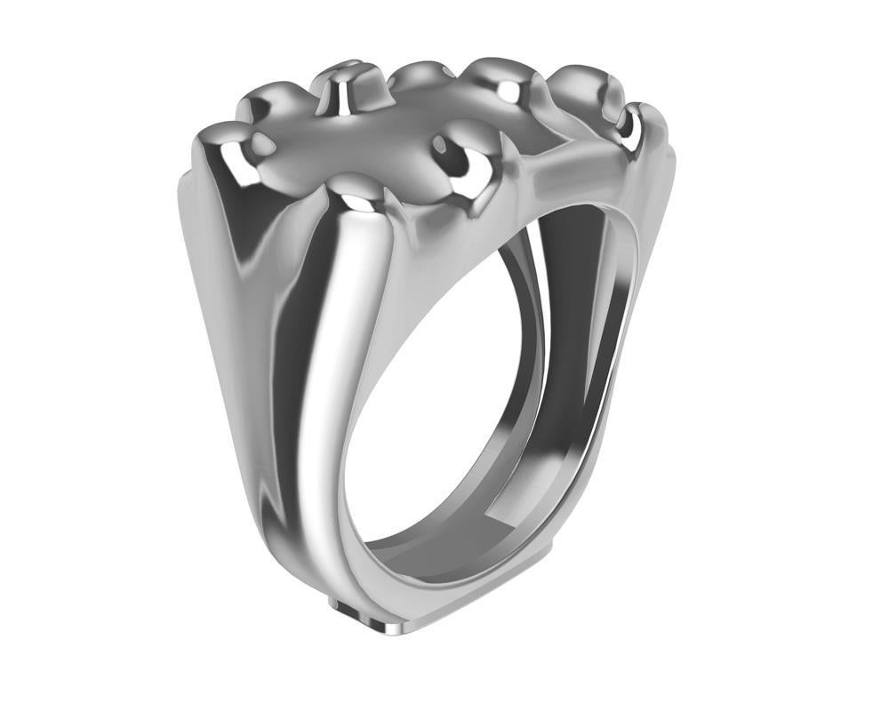 En vente :  Bague sculpture en forme de cactus en or blanc 14 carats 2