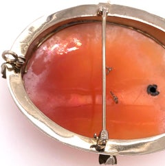 14 Karat White Gold Cameo Brooch and Pendant Woman Profile with Diamond Necklace