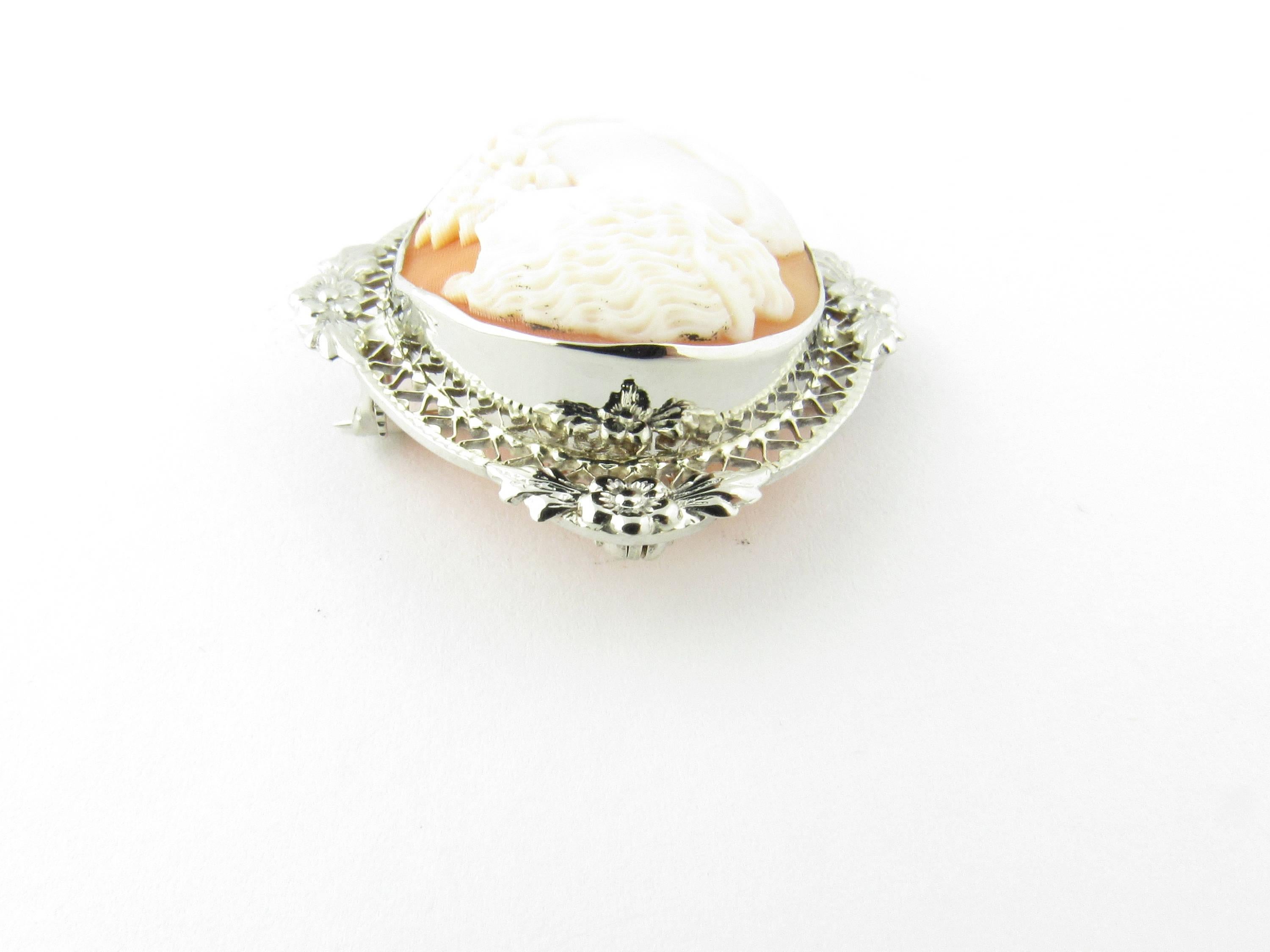 Women's 14 Karat White Gold Cameo Brooch or Pendant