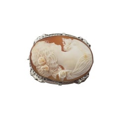 14 Karat White Gold Cameo Brooch/Pendant #15511