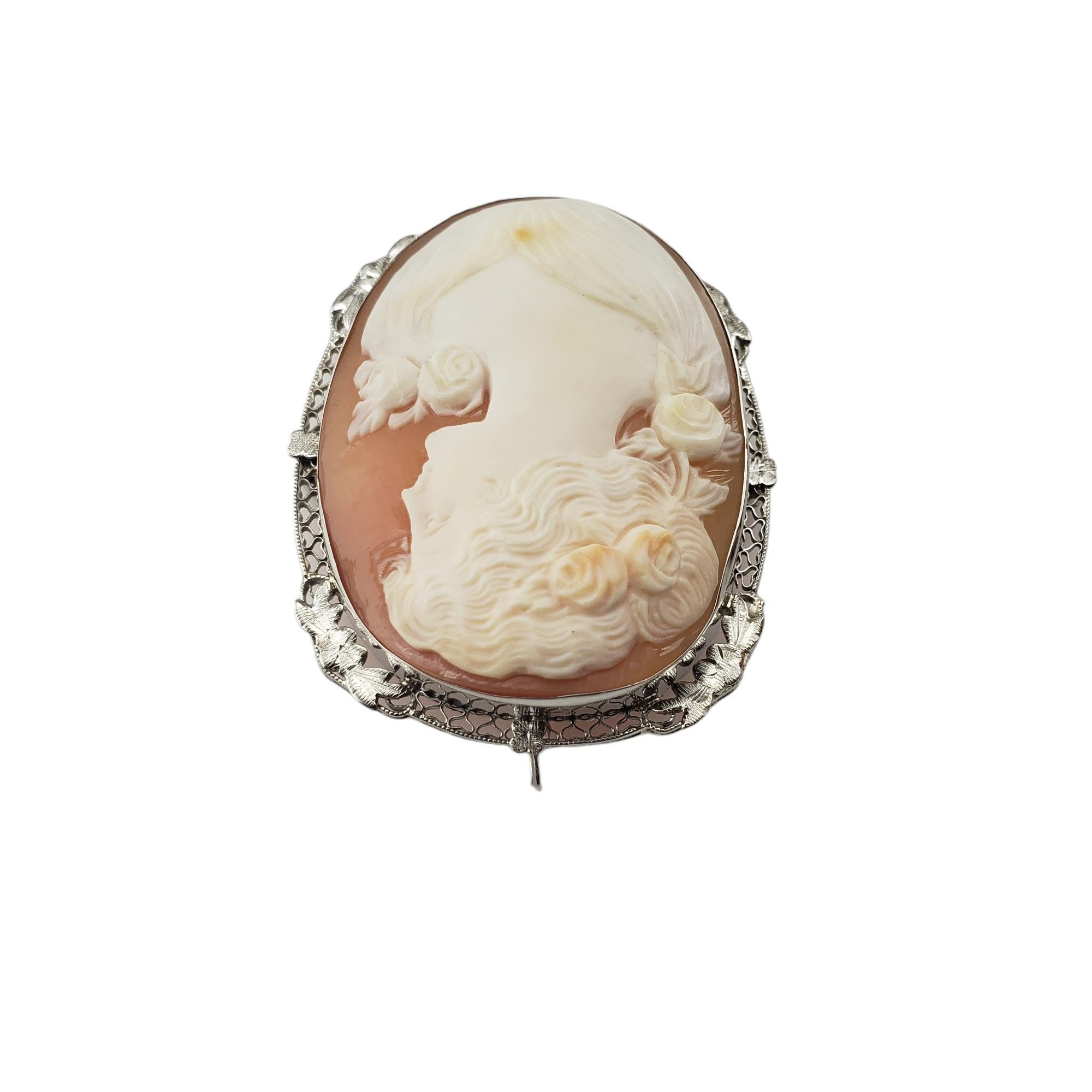 Women's 14 Karat White Gold Cameo Brooch/Pendant #15511 For Sale