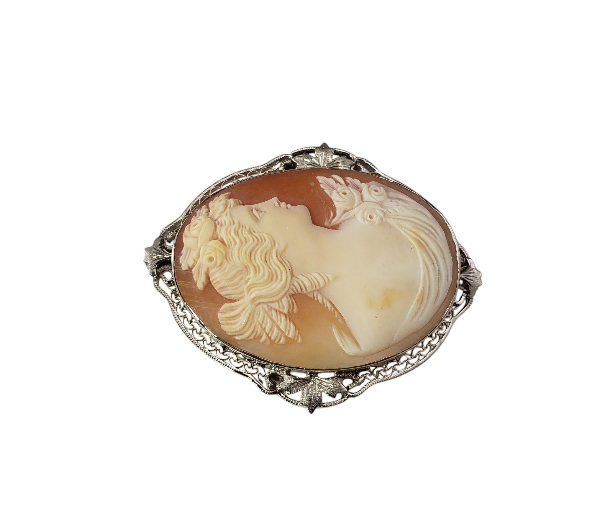 Victorian 14 Karat White Gold Cameo Brooch/Pendant #20872 For Sale