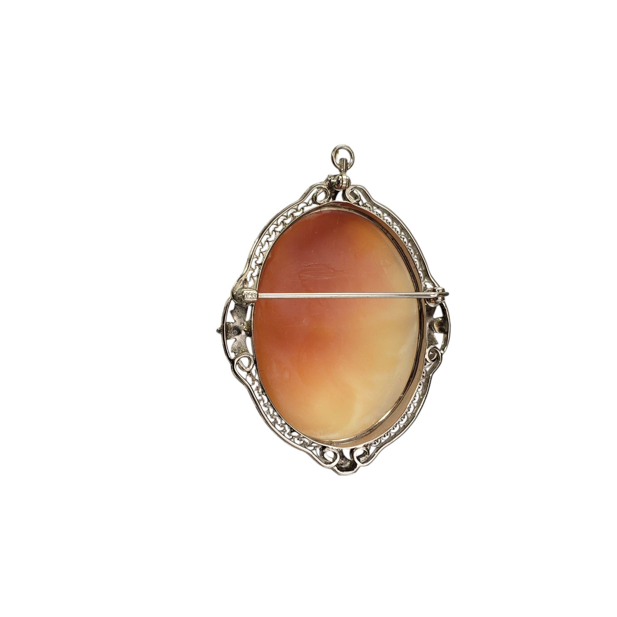 14 Karat White Gold Cameo Brooch/Pendant #20872 In Good Condition For Sale In Washington Depot, CT