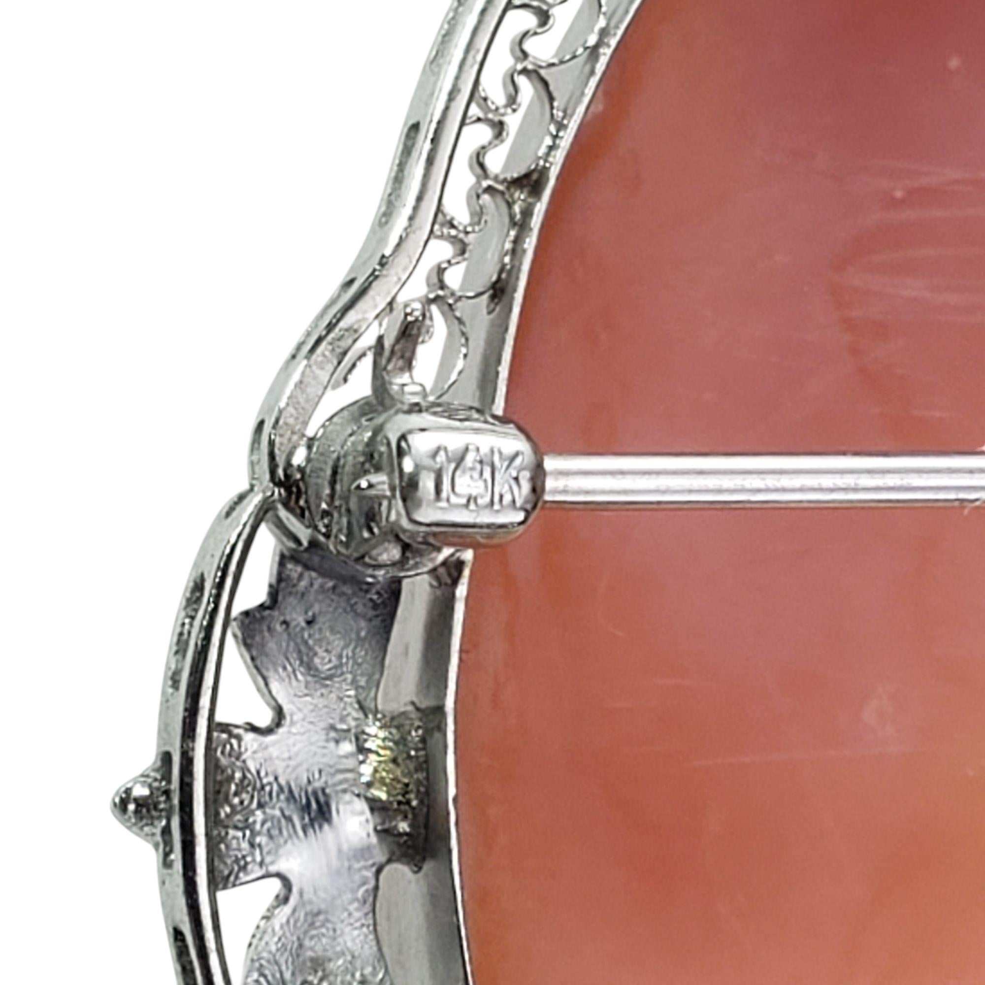 Women's 14 Karat White Gold Cameo Brooch/Pendant #20872 For Sale