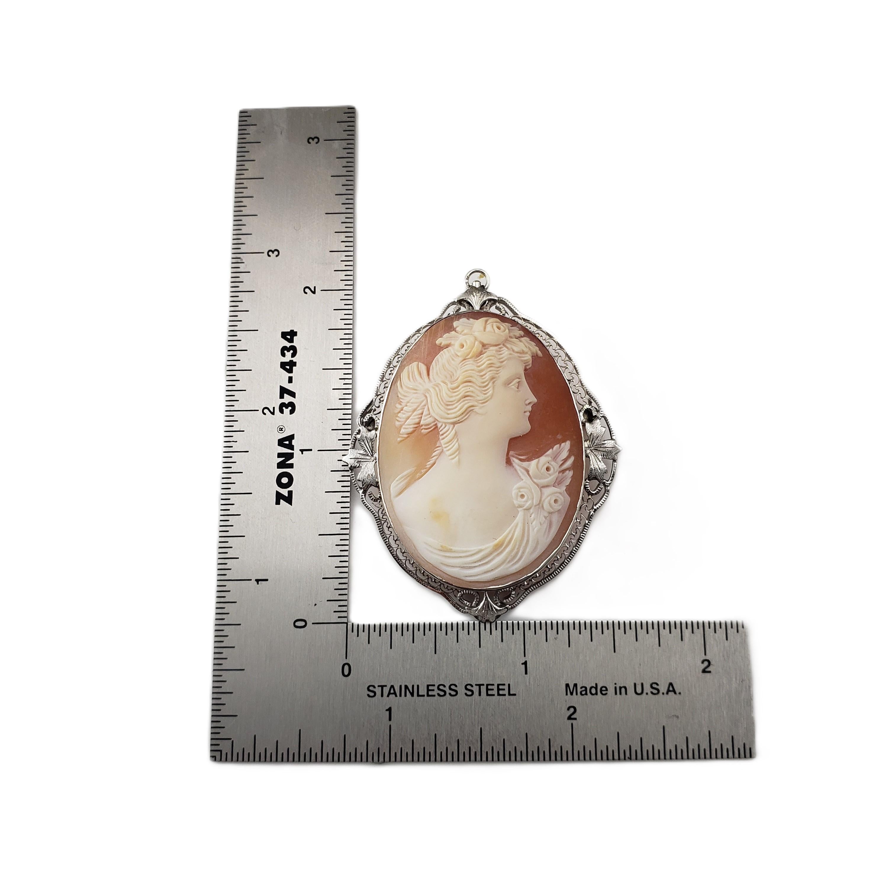 14 Karat White Gold Cameo Brooch/Pendant #20872 For Sale 1