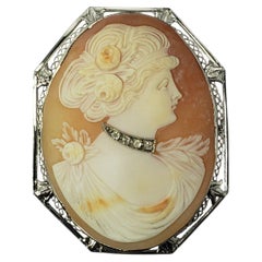 14 Karat White Gold Cameo Brooch/Pendant #22301