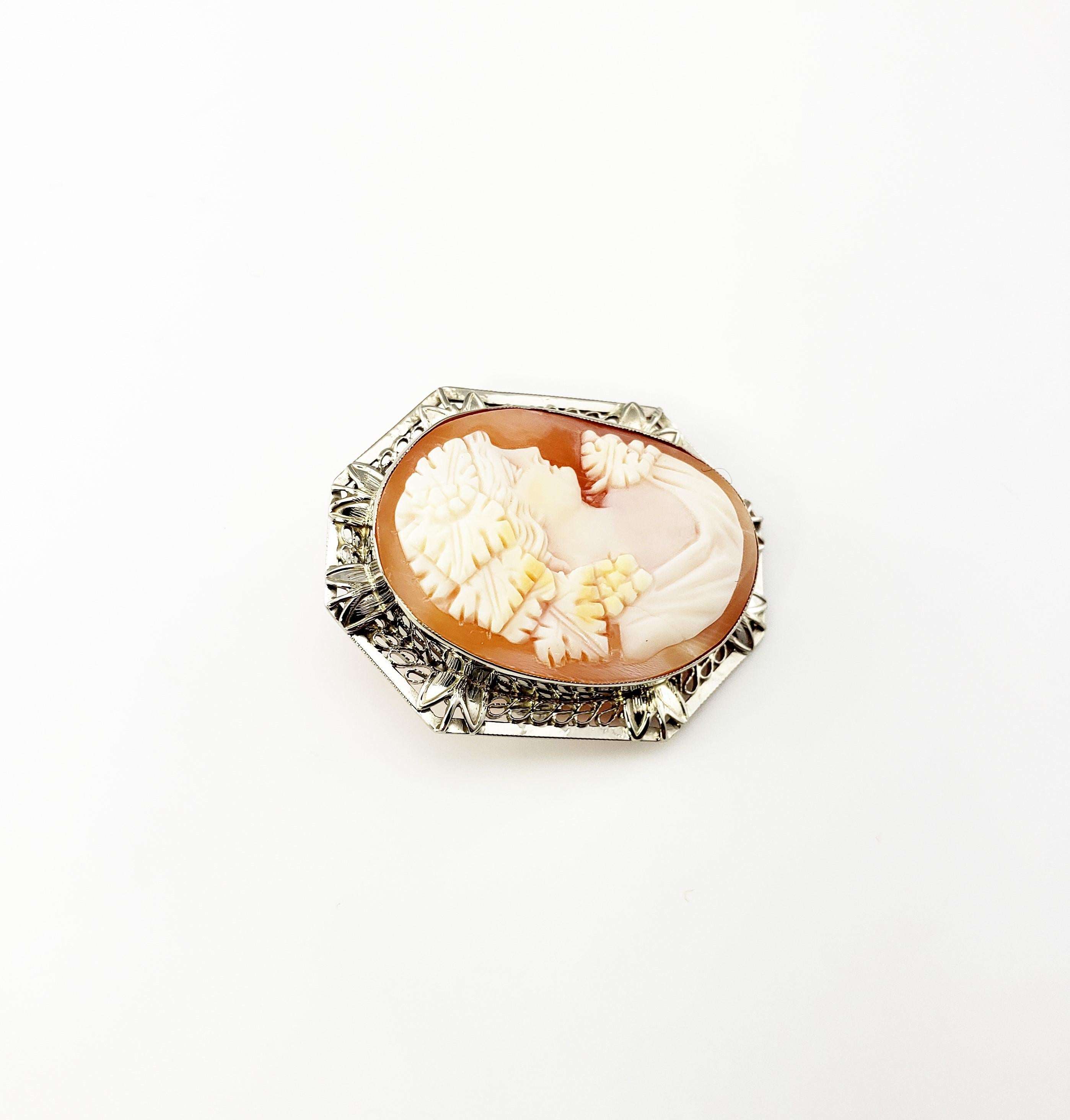 14 Karat White Gold Cameo Brooch / Pendant In Good Condition For Sale In Washington Depot, CT