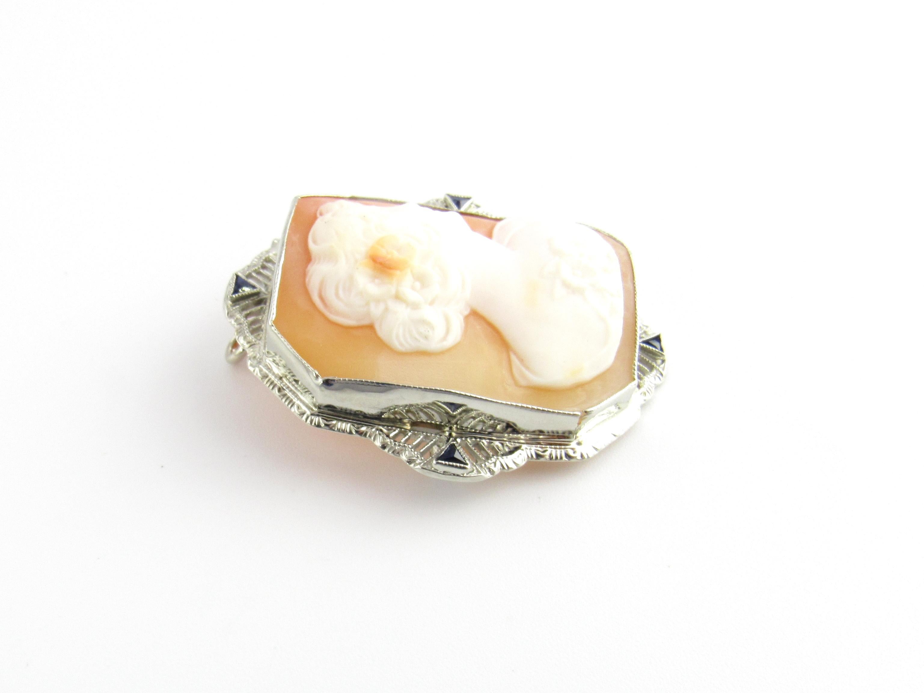 Women's 14 Karat White Gold Cameo Brooch / Pendant For Sale