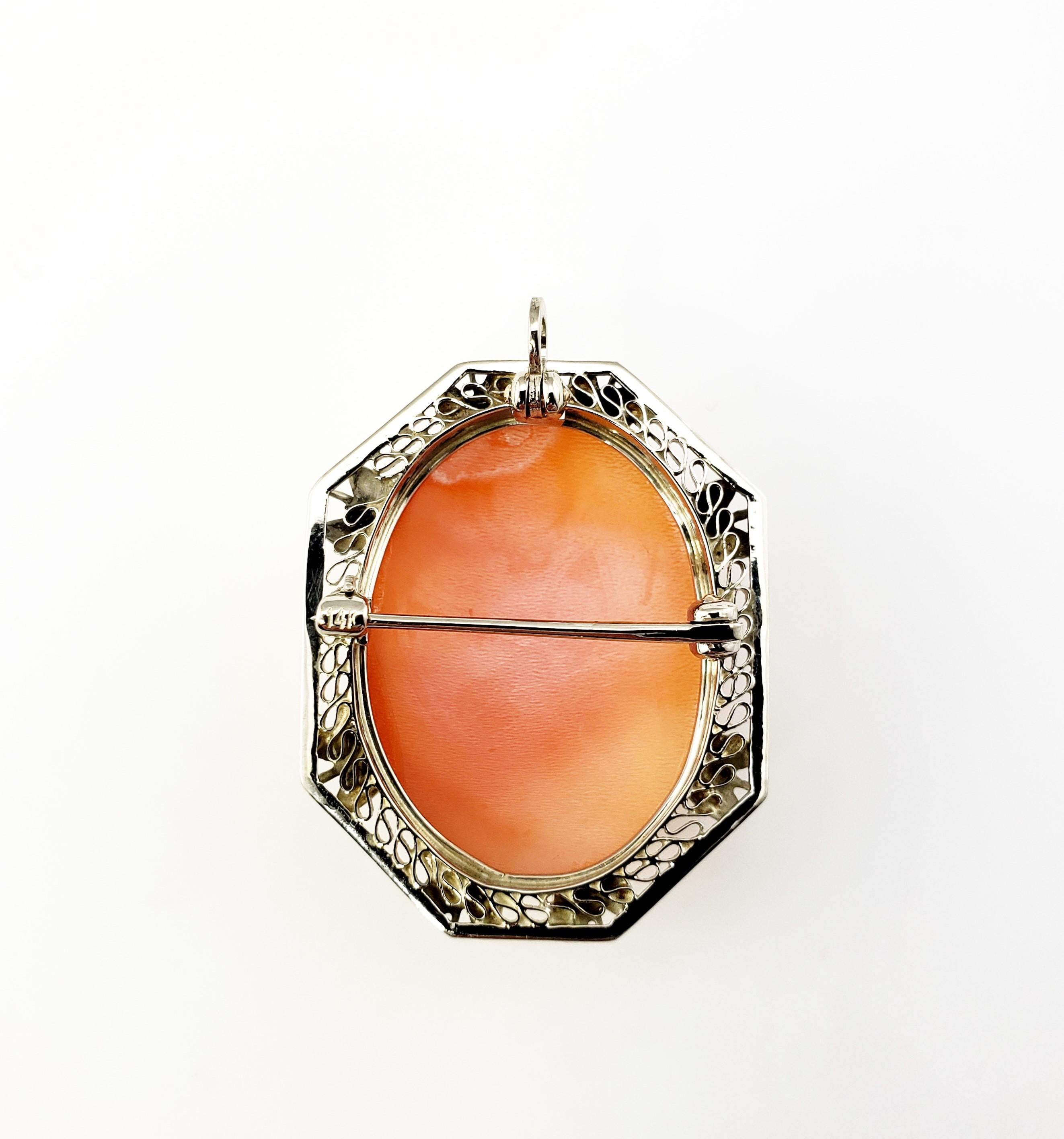 14 Karat White Gold Cameo Brooch / Pendant For Sale 1