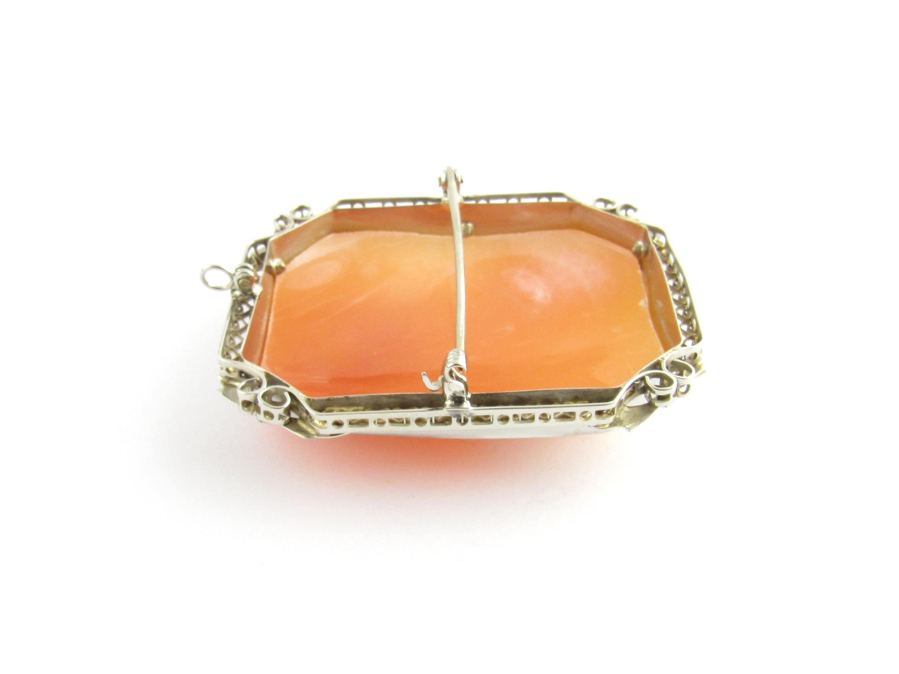 14 Karat White Gold Cameo Brooch or Pendant For Sale 3