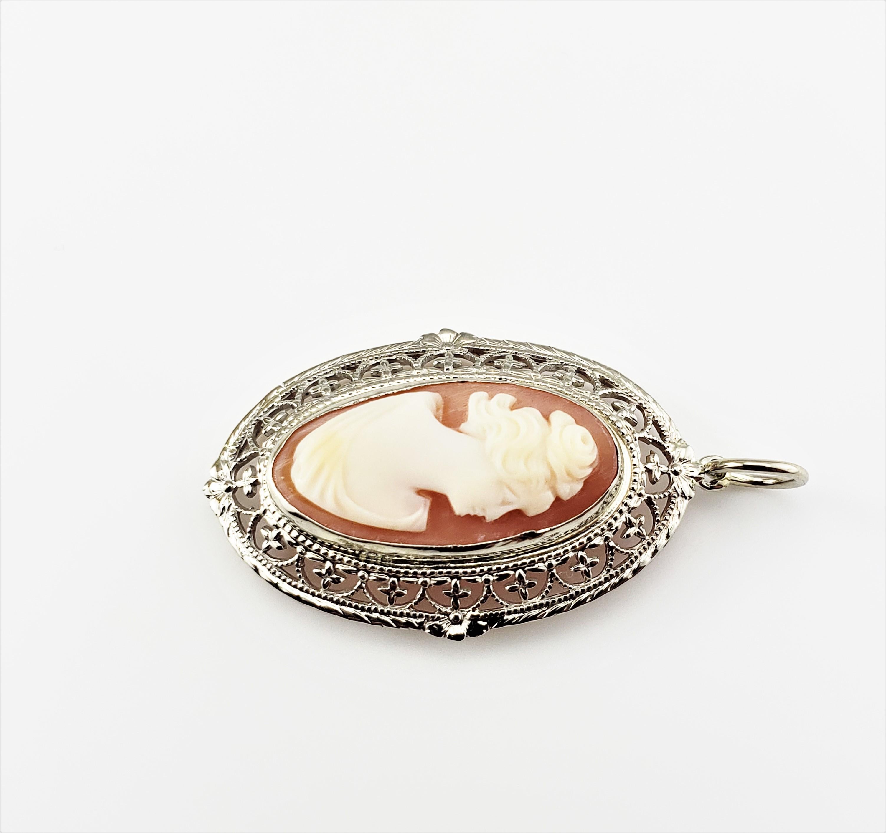 14 Karat White Gold Cameo Pendant In Good Condition For Sale In Washington Depot, CT