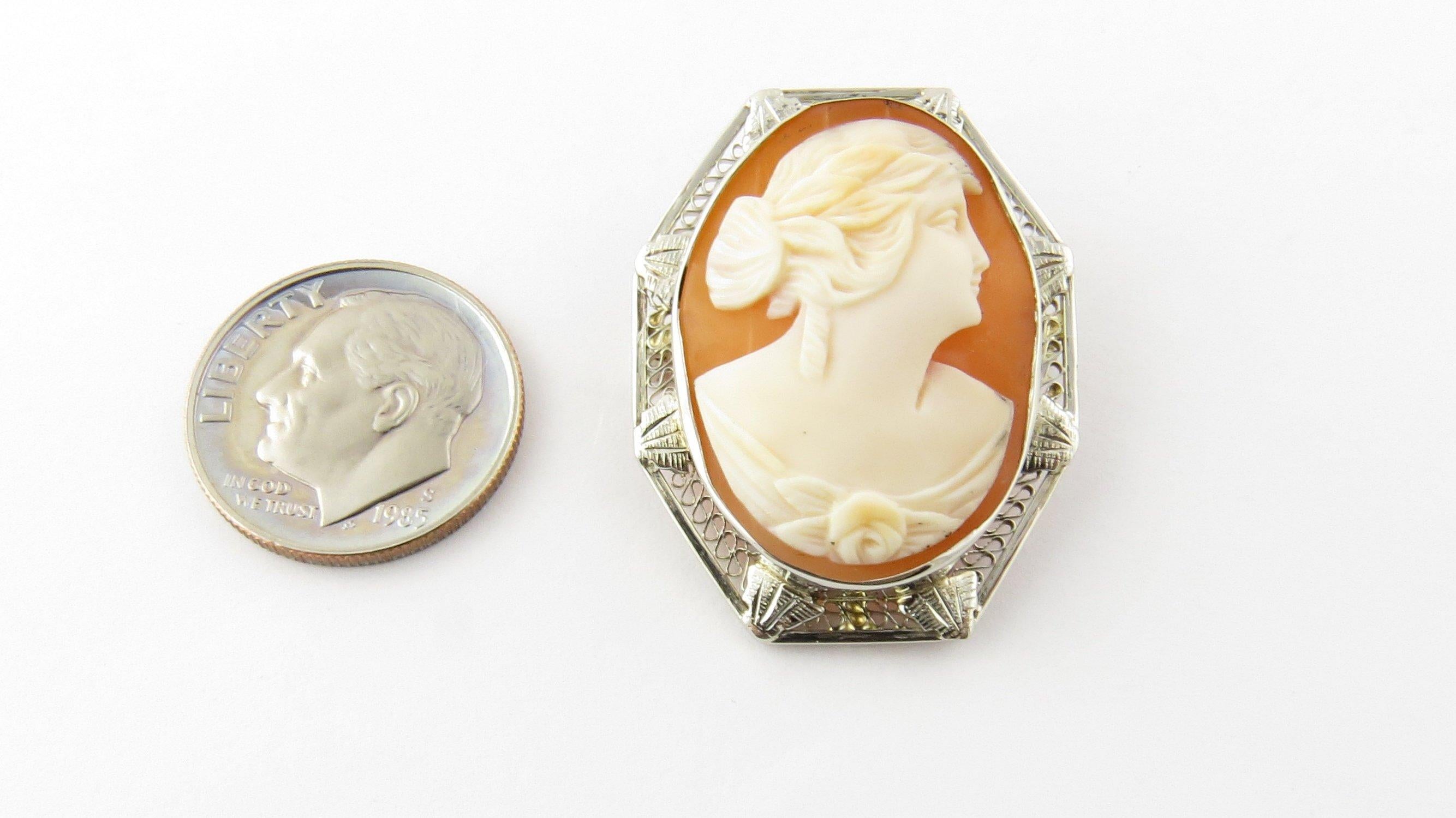 14 Karat White Gold Cameo Pendant or Brooch For Sale 4
