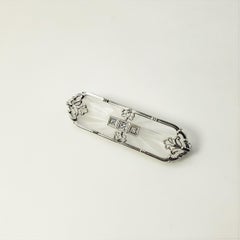 14 Karat White Gold, Camphor Glass and Diamond Brooch/Pin