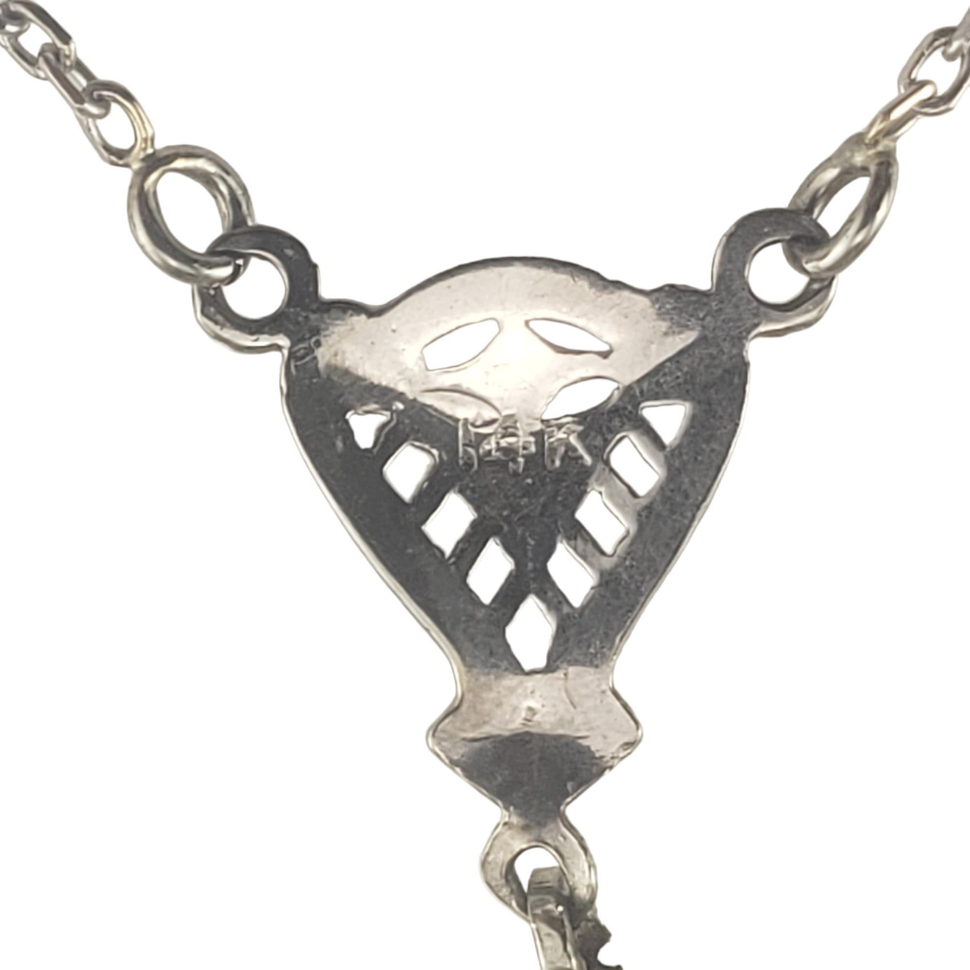 Women's 14 Karat White Gold Camphor Glass Diamond Pendant Necklace #16765 For Sale