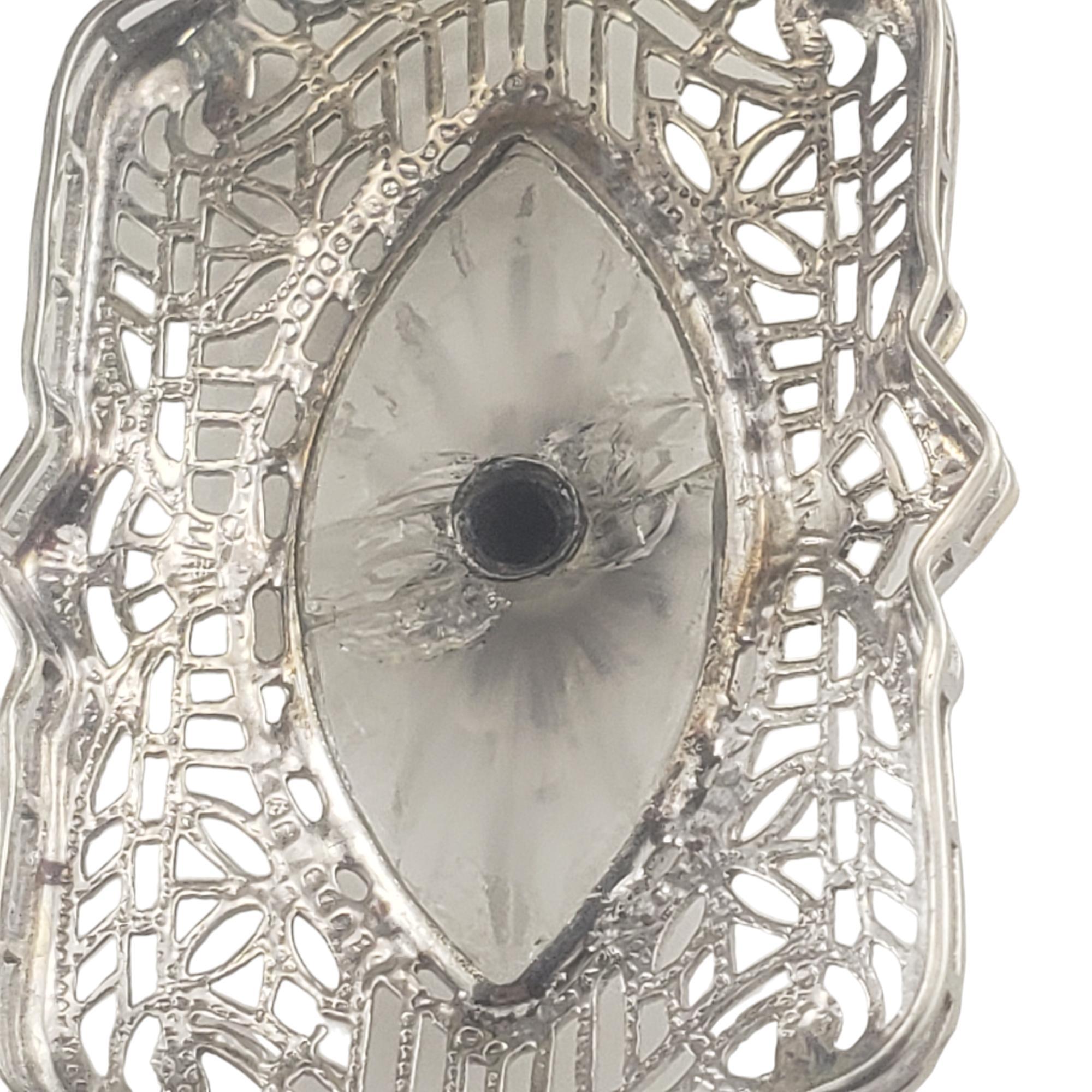 14 Karat White Gold Camphor Glass Diamond Pendant Necklace #16765 For Sale 1
