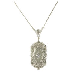 Collier pendentif « Camphor Glass » en or blanc 14 carats avec diamants n° 16765