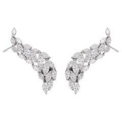 Boucles d'oreilles montantes en or blanc 14 carats certifiées 2.91 carats de diamant marquise