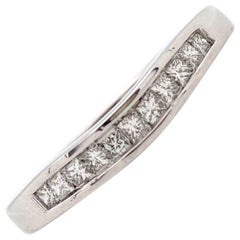 14 Karat White Gold Channel Set .25 Carat Diamond Curved Wedding Band Ring