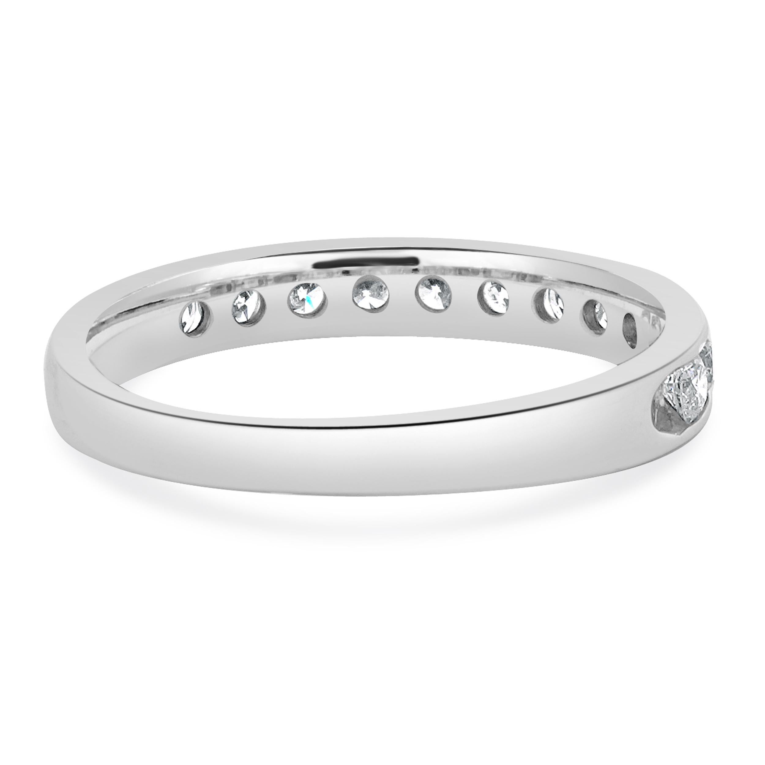Round Cut 14 Karat White Gold Channel Set Diamond Band For Sale