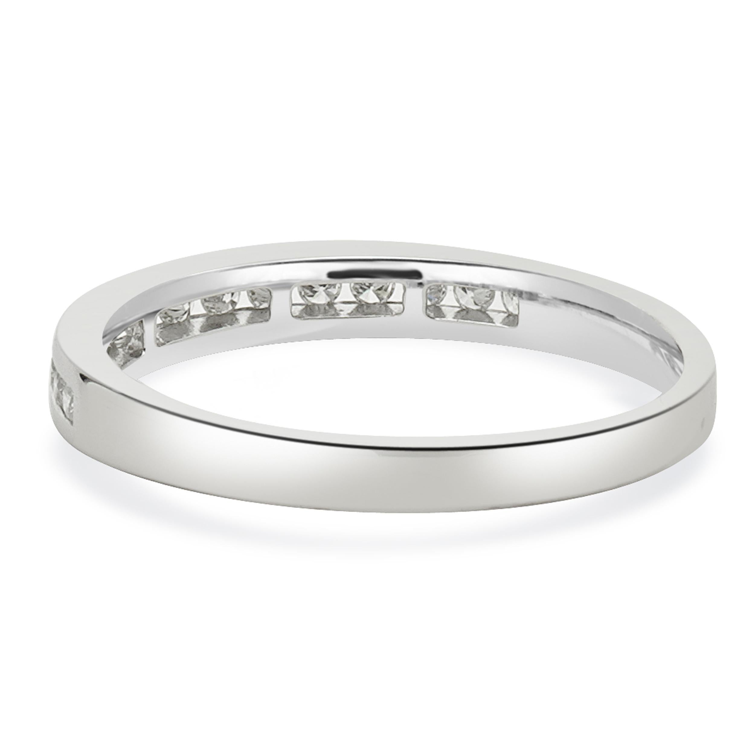 Brilliant Cut 14 Karat White Gold Channel Set Diamond Band For Sale