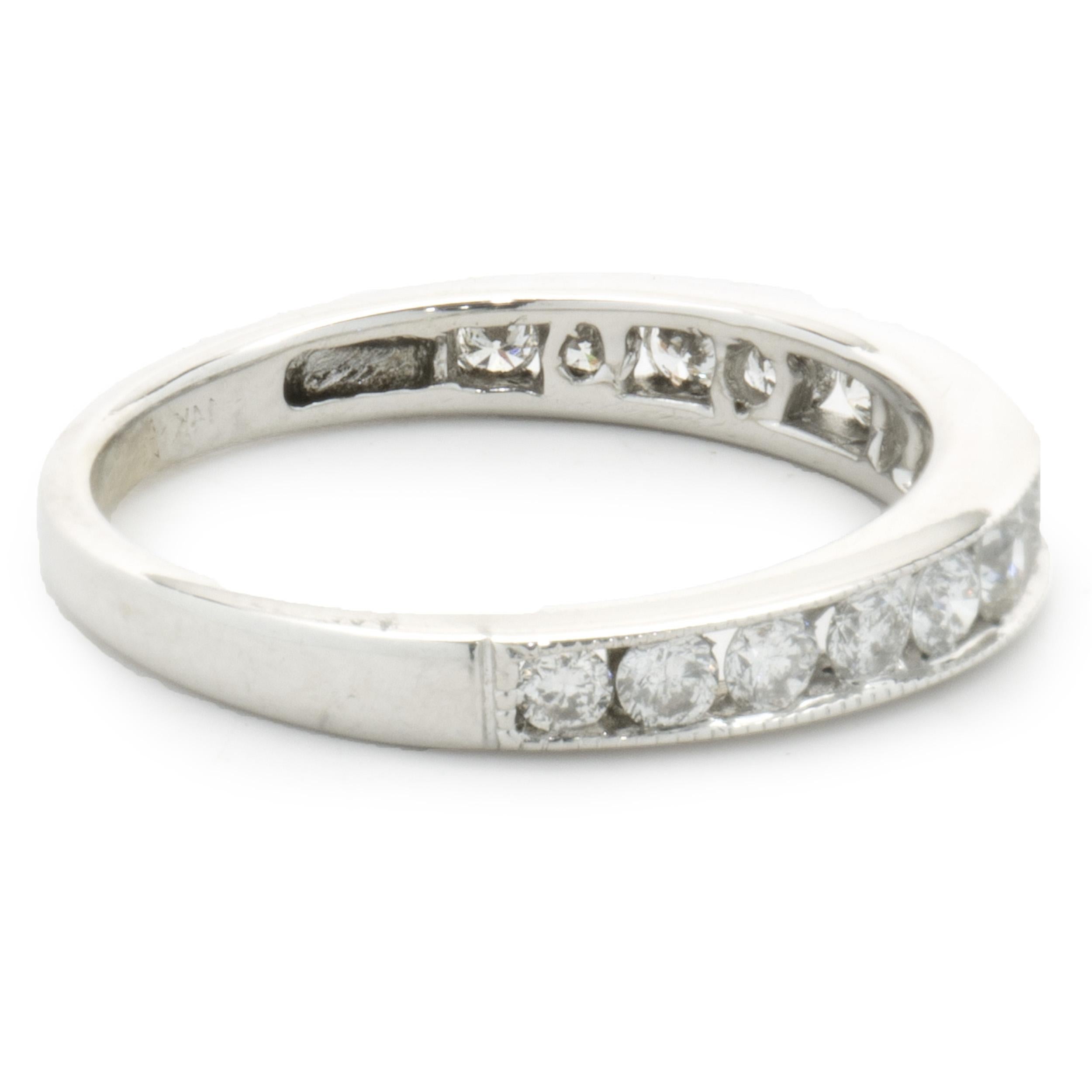 14 Karat White Gold Channel Set Diamond Band In Excellent Condition For Sale In Scottsdale, AZ