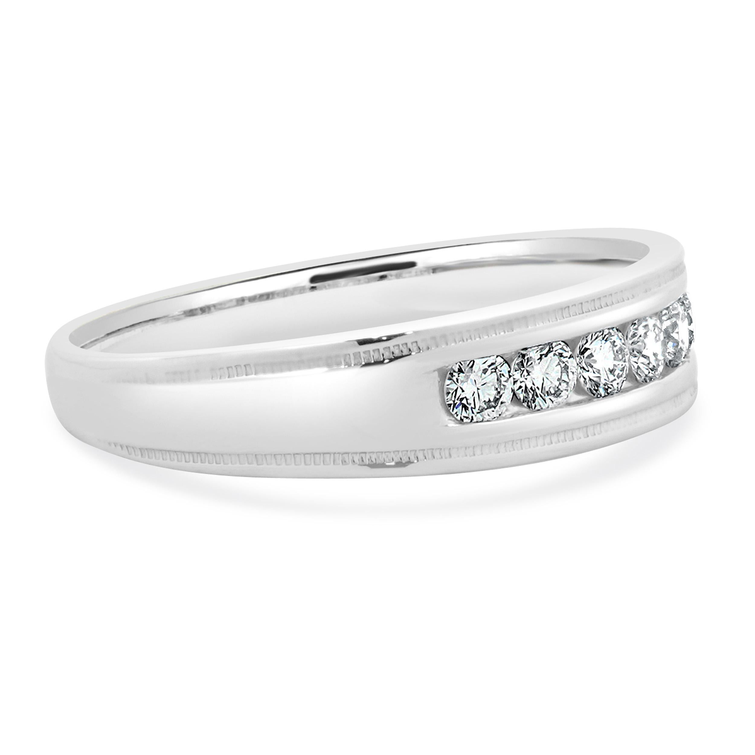 14 Karat White Gold Channel Set Diamond Band In Excellent Condition For Sale In Scottsdale, AZ