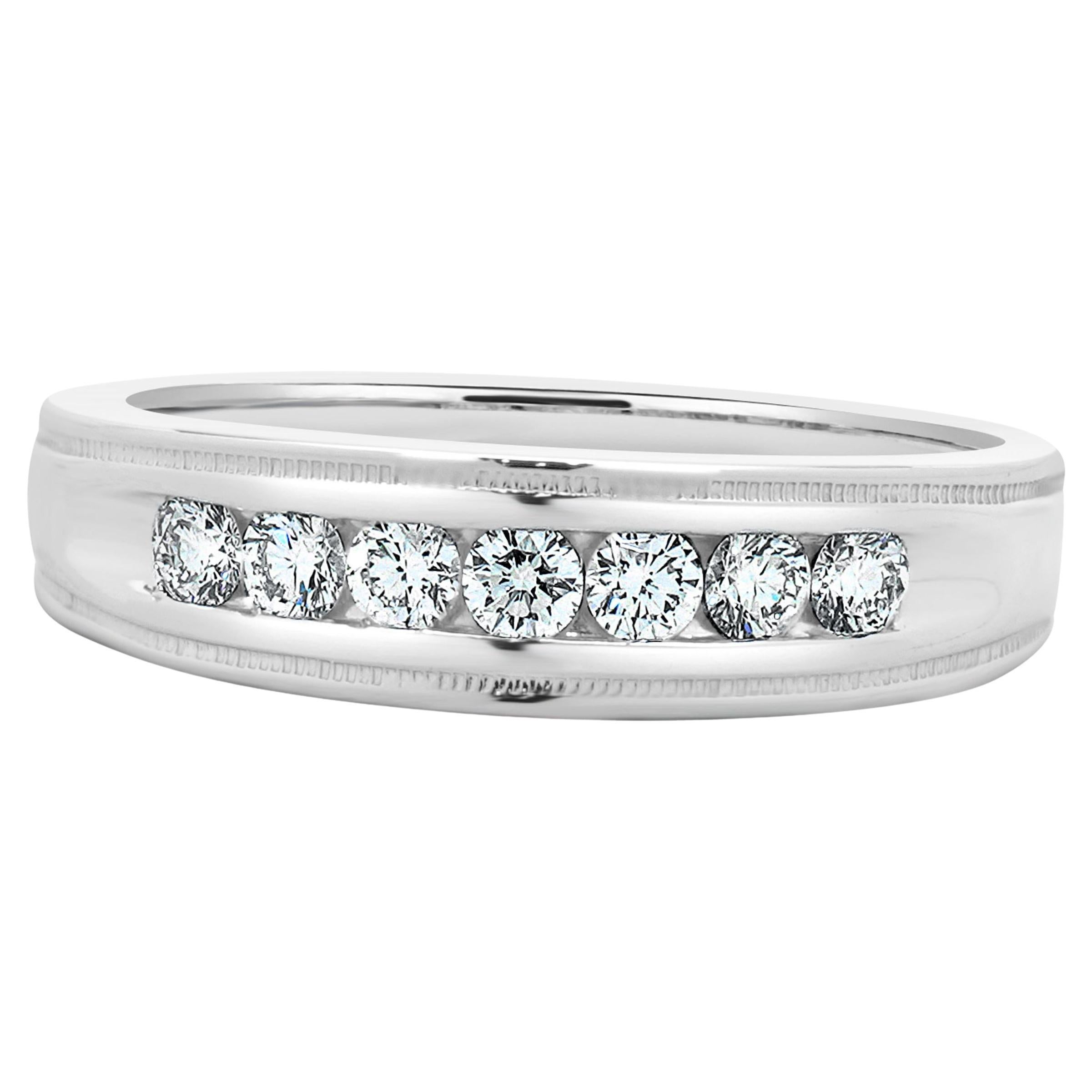14 Karat White Gold Channel Set Diamond Band For Sale