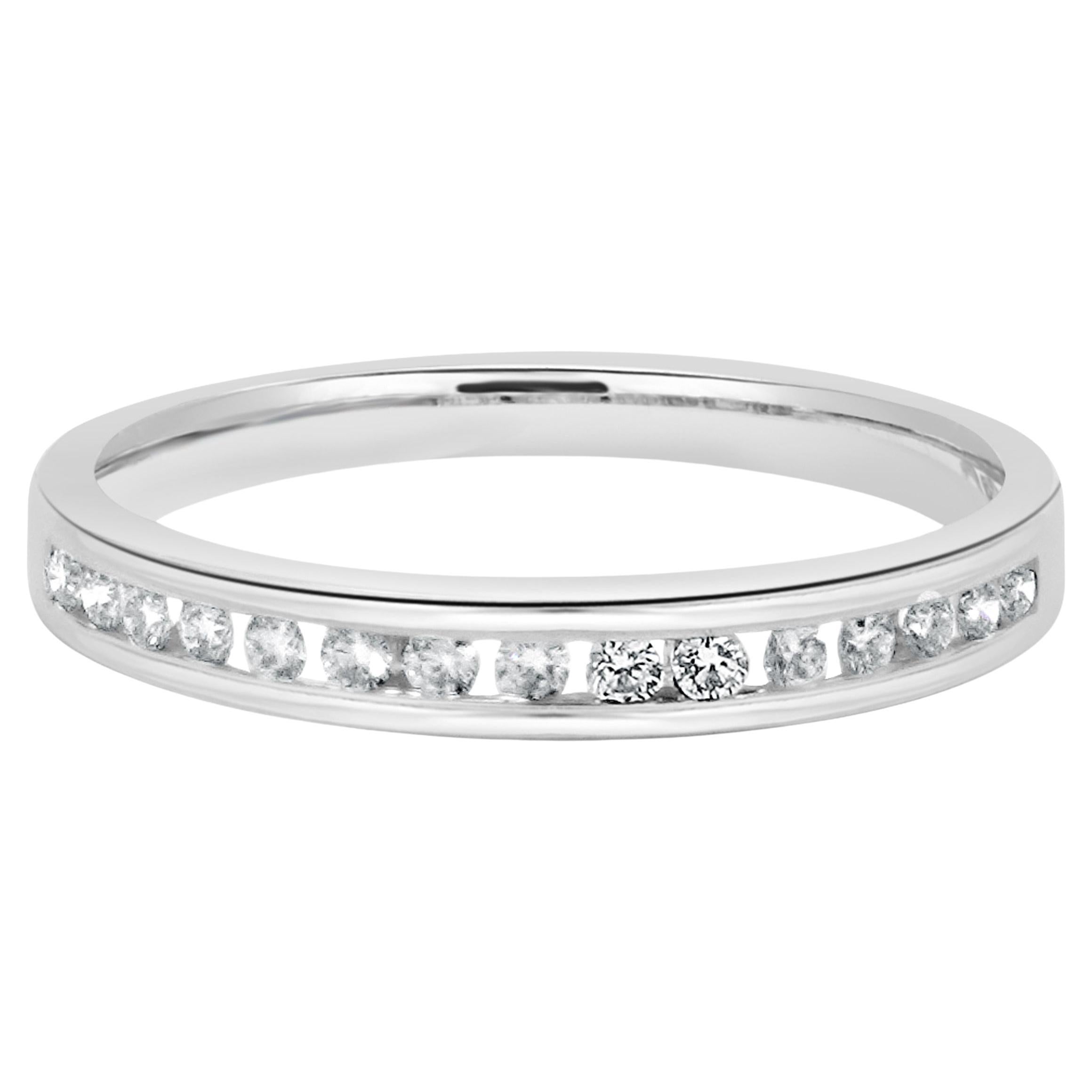 14 Karat White Gold Channel Set Diamond Band For Sale