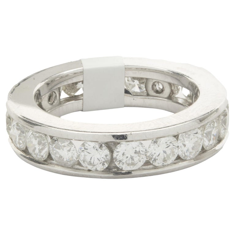 14 Karat White Gold Channel Set Diamond Eternity Band For Sale at 1stDibs