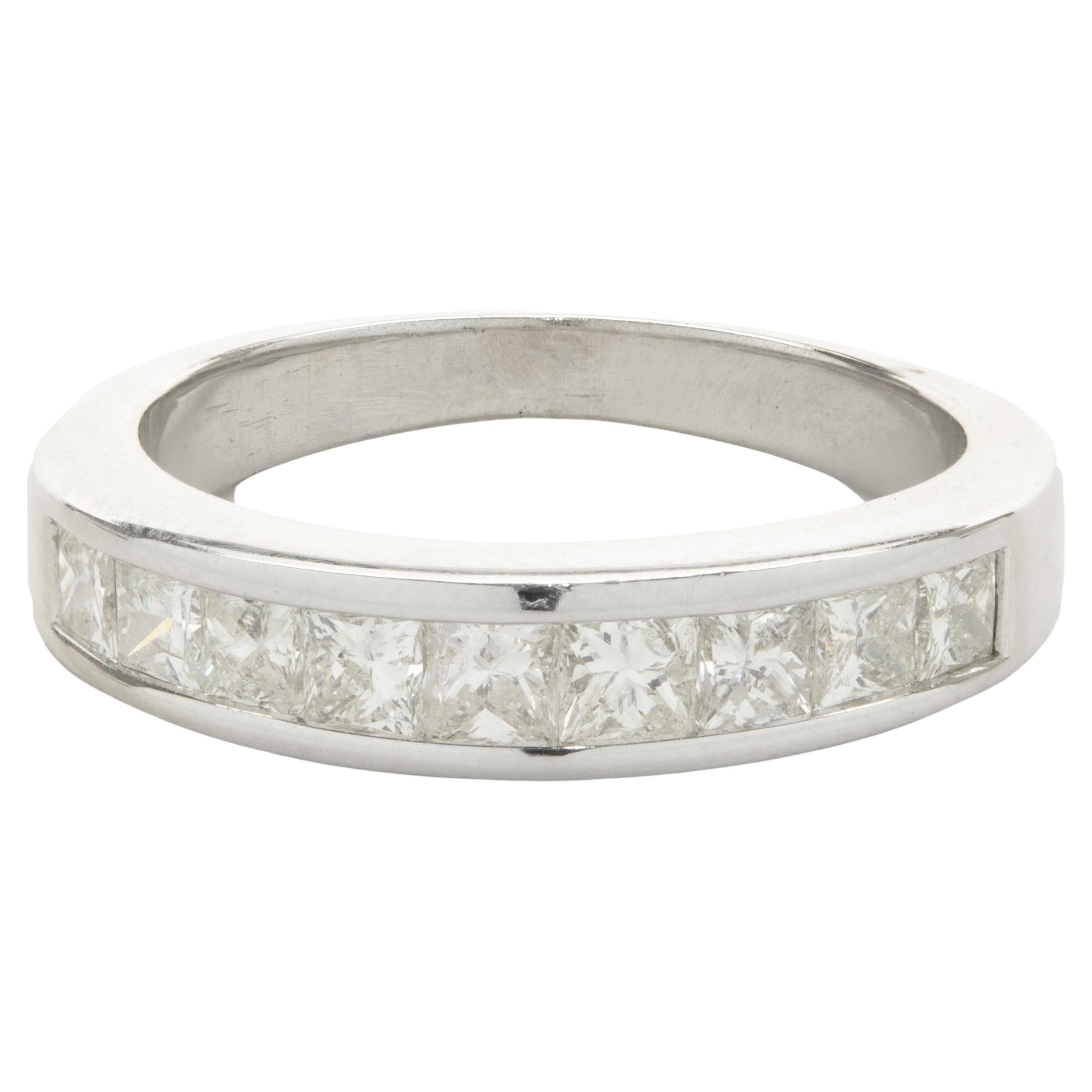 Princess Cut Diamond Channel Set Ring 14K White Gold For Sale at 1stDibs