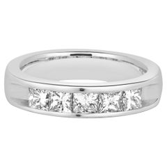 14 Karat White Gold Channel Set Princess Cut Diamond Band