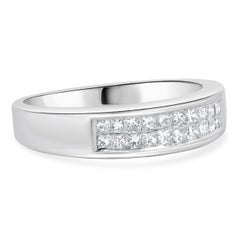 14 Karat White Gold Channel Set Princess Cut Invisible Set Diamond Band