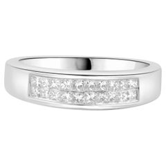 14 Karat White Gold Channel Set Princess Cut Invisible Set Diamond Band