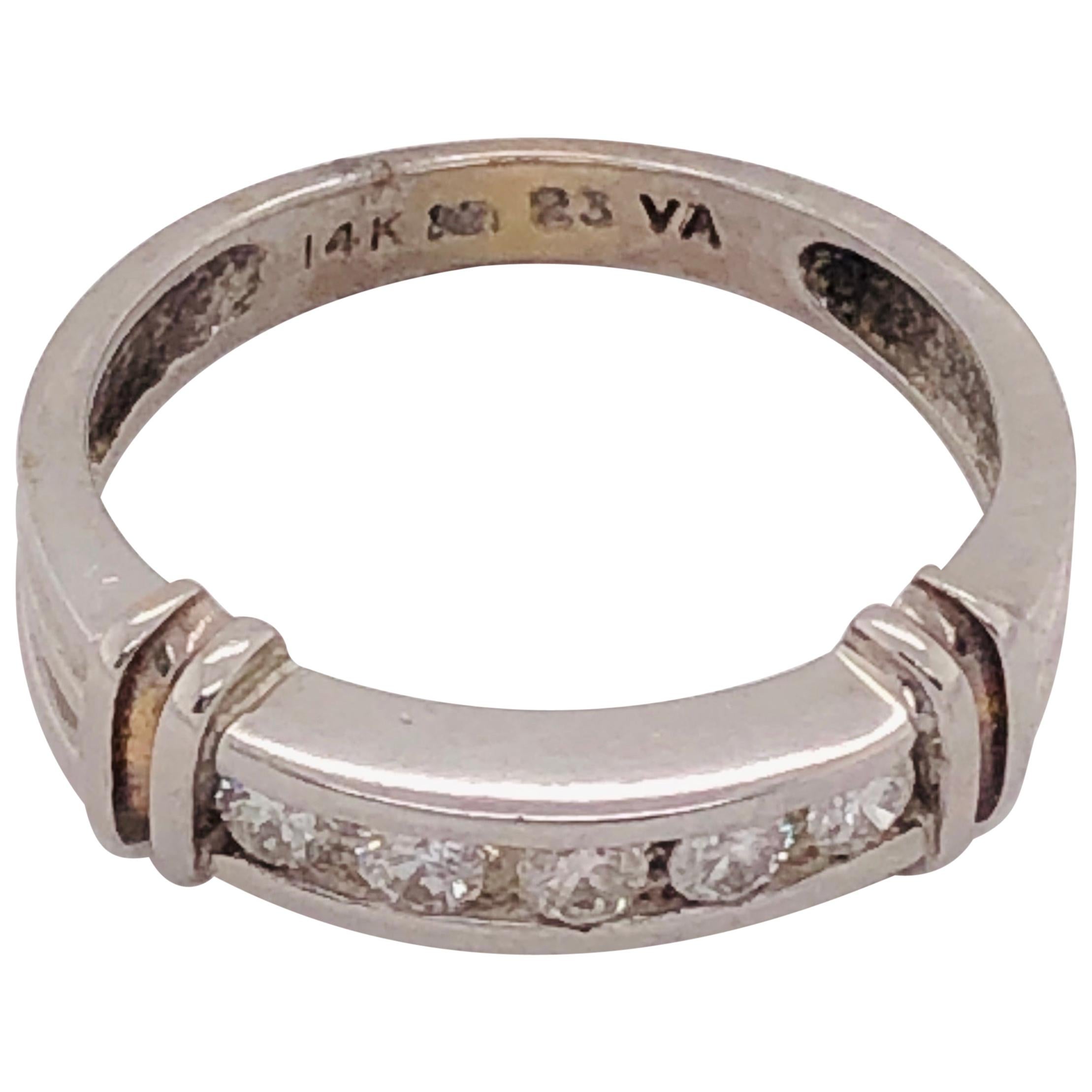 14 Karat White Gold Channel Set Ring Wedding Bridal Band 0.23 TDW For Sale