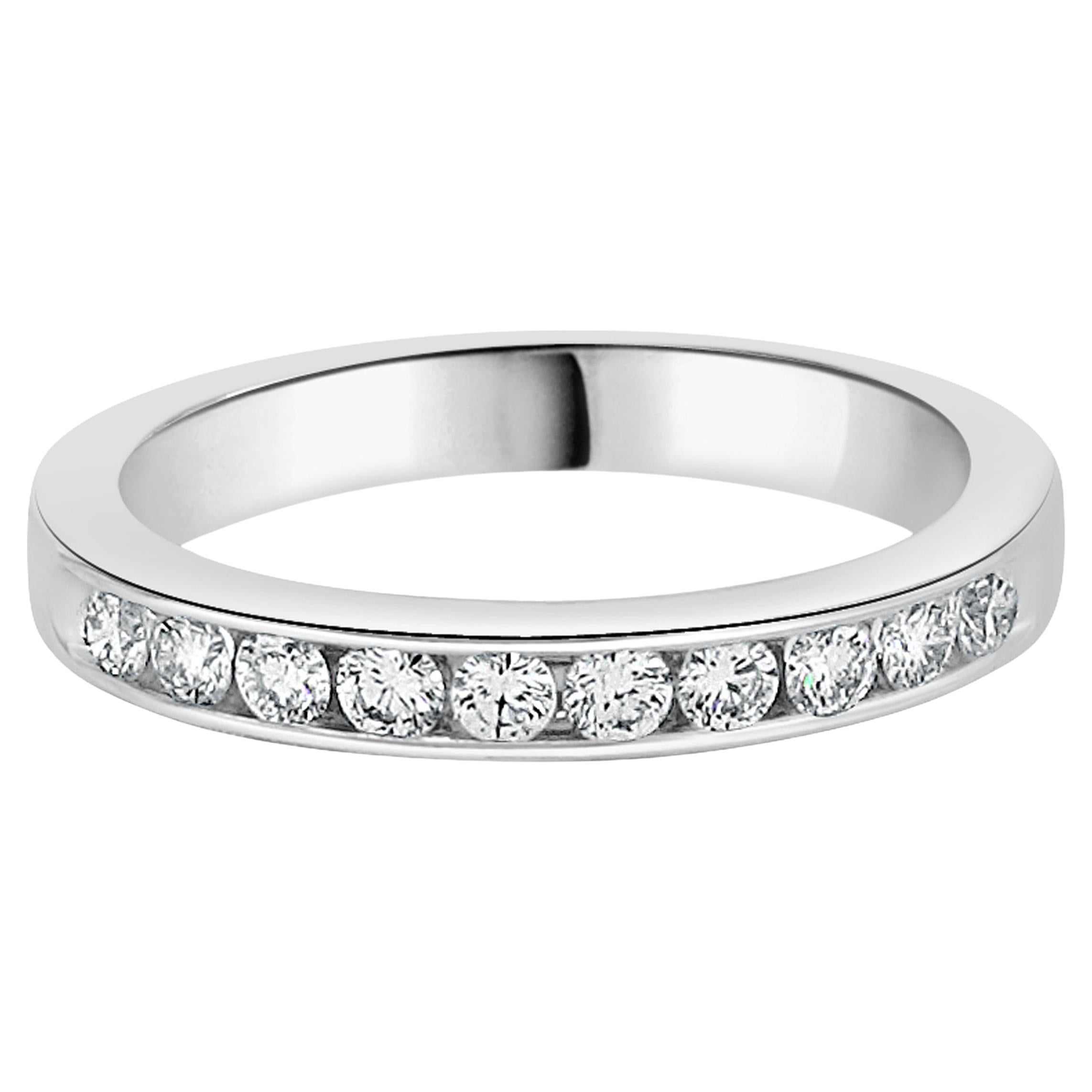 14 Karat White Gold Channel Set Round Diamond Band