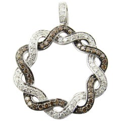 14 Karat White Gold Chocolate and White Diamond Pendant